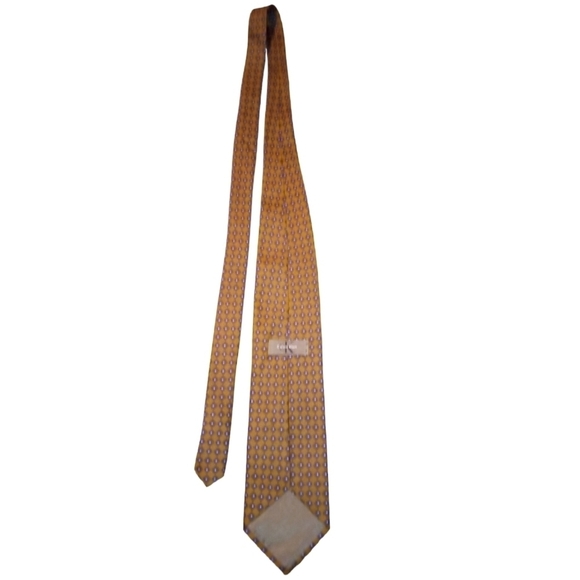 Calvin Klein 100% Silk Taupe & Blue Diamond Geo Print Business Casual Tie - Picture 2 of 6